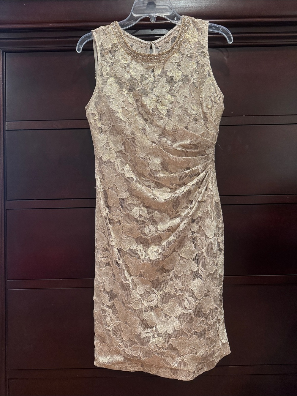 Aidan Mattox Sleeveless Gold Cocktail Dress